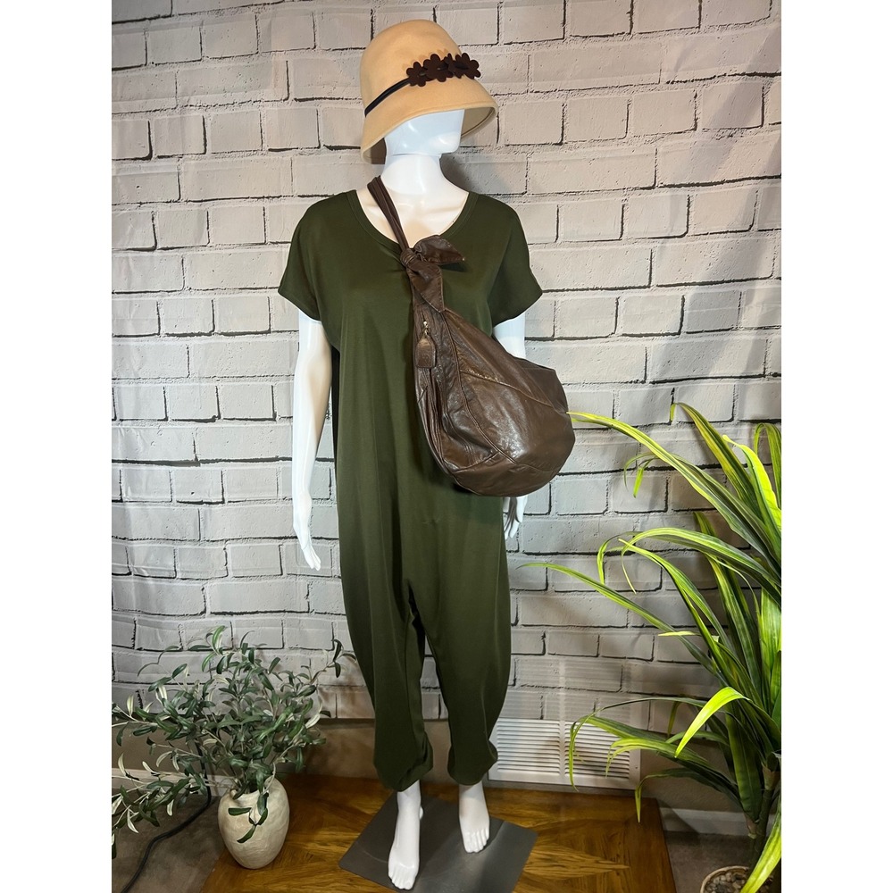 PinkBlush Olive Green Short Sleeve Tapered Leg Jumpsuit Size M P19353KYH